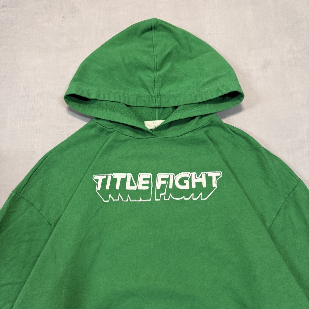 Printed Title Fight Men's pullover hoodie Y2K Green Size L